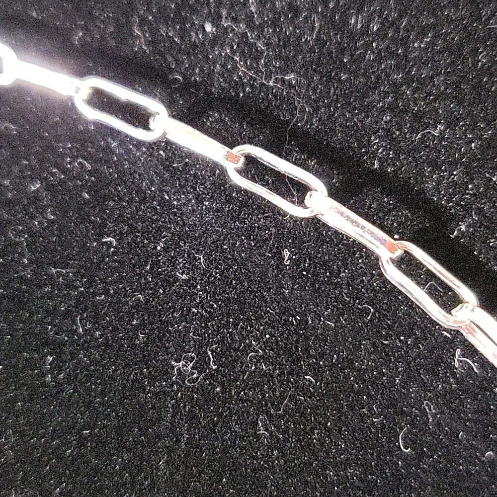 .925  16" Sterling Silver  Paper Clip Chain  Necklace - Picture 2 of 6
